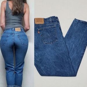 VINTAGE Levi's 505 Orange Tab Dark Wash Stone Wash Regular Fit Straight Leg Jean